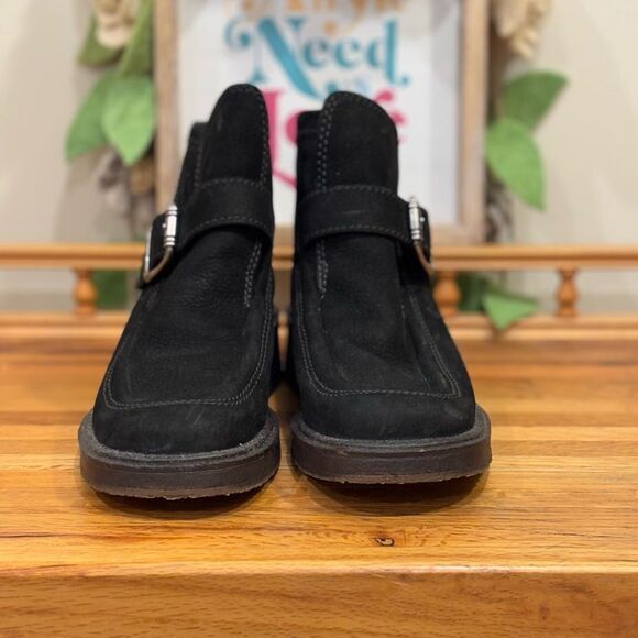 Ecco Women's Suede Leather Water-Resistant buckle Ankle Boots Black Size 37 - Picture 3 of 4